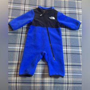 North Face baby boy size 3-6 month Denali one piece fleece zip up suit